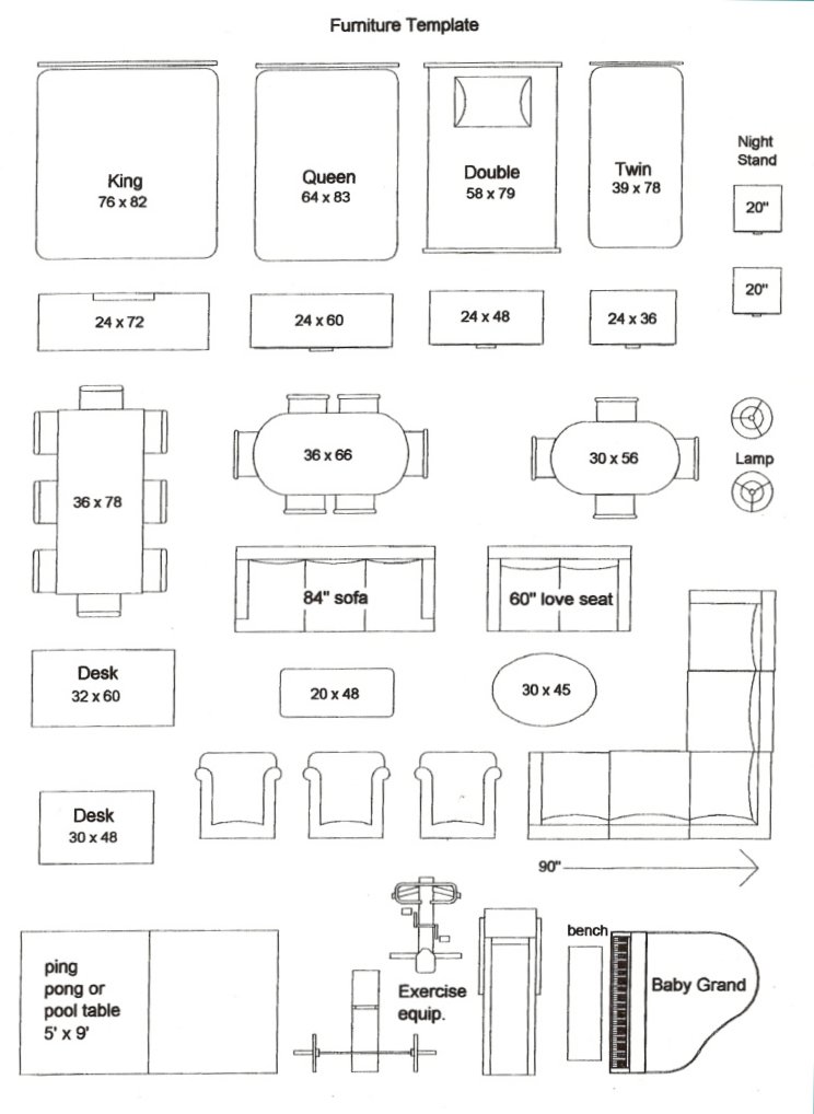 Free Printable Furniture Templates 1 8 Scale